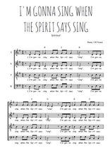 Téléchargez l'arrangement de la partition de I'm gonna sing when the spirit says sing en PDF à quatre voix SATB