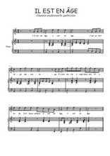 Téléchargez la partition de Il est en âge en PDF pour Chant et piano