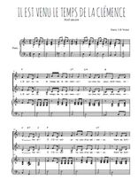 Téléchargez l'arrangement de la partition de Il est venu le temps de la clémence en PDF pour deux voix égales et piano
