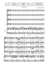 Téléchargez l'arrangement de la partition de Il est venu le temps de la clémence en PDF pour 4 voix mixtes et piano