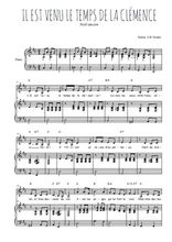 Téléchargez l'arrangement de la partition de Traditionnel-Il-est-venu-le-temps-de-la-clemence en PDF pour Chant et piano