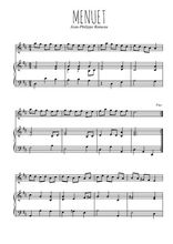 Téléchargez la partition de Menuet en ré en PDF pour Mélodie et piano