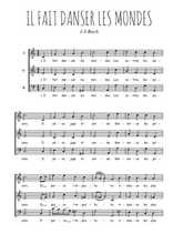 Téléchargez l'arrangement de la partition de Johann-Sebastian-Bach-Il-fait-danser-les-mondes en PDF à trois voix