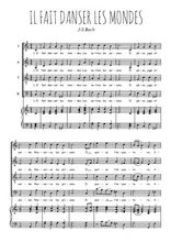 Téléchargez l'arrangement de la partition de Il fait danser les mondes en PDF pour 4 voix mixtes et piano