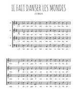 Téléchargez l'arrangement de la partition de Il fait danser les mondes en PDF à quatre voix SATB