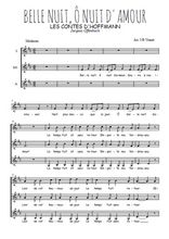 Téléchargez l'arrangement de la partition de Jacques-Offenbach-Belle-nuit-o-nuit-d-amour en PDF pour trois voix de femmes