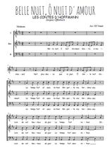 Téléchargez l'arrangement de la partition de Jacques-Offenbach-Belle-nuit-o-nuit-d-amour en PDF pour trois voix d'hommes