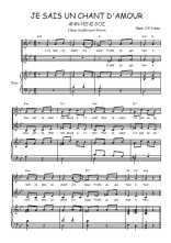 Téléchargez l'arrangement de la partition de Je sais un chant d'amour en PDF pour deux voix égales et piano