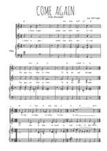 Téléchargez l'arrangement de la partition de Come again en PDF pour deux voix égales et piano