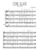 Téléchargez l'arrangement de la partition de Come again en PDF pour trois voix mixtes et piano