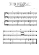 Téléchargez la partition de Joyeux anniversaire en PDF pour 2 voix égales et piano