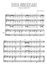 Téléchargez l'arrangement de la partition de Joyeux anniversaire en PDF pour trois voix mixtes et piano
