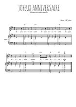 Téléchargez l'arrangement de la partition de joyeux-anniversaire en PDF pour Chant et piano