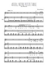 Téléchargez l'arrangement de la partition de jules-massenet-adieu-notre-petite-table en PDF pour Chant et piano