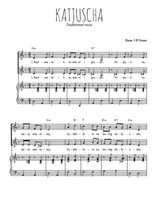 Téléchargez l'arrangement de la partition de Katjuscha en PDF pour deux voix égales et piano
