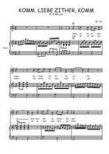 Téléchargez l'arrangement de la partition de W.A.-Mozart-Komm-liebe-Zither-komm en PDF pour Chant et piano