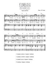 Téléchargez l'arrangement de la partition de Kumbaya en français en PDF pour deux voix égales et piano