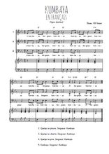 Téléchargez l'arrangement de la partition de Kumbaya en français en PDF pour trois voix mixtes et piano