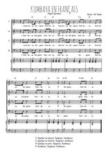 Téléchargez l'arrangement de la partition de Kumbaya en français en PDF pour 4 voix mixtes et piano