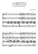 Téléchargez la partition de La Mariposa en PDF pour 2 voix égales et piano