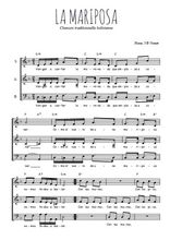 Téléchargez l'arrangement de la partition de Traditionnel-La-Mariposa en PDF à trois voix