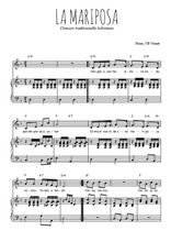 Téléchargez la partition de La Mariposa en PDF pour Chant et piano