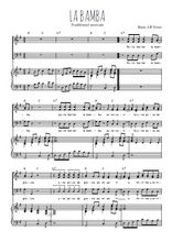 Téléchargez l'arrangement de la partition de La Bamba en PDF pour trois voix mixtes et piano