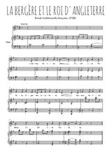 Téléchargez la partition de La bergère et le roi d'Angleterre en PDF pour Chant et piano