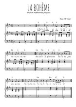 Téléchargez l'arrangement de la partition de chanson-traditionnelle-la-boheme en PDF pour Chant et piano
