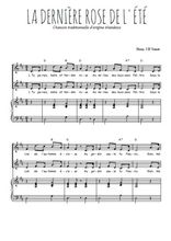 Téléchargez l'arrangement de la partition de La dernière rose de l'été en PDF pour deux voix égales et piano
