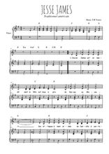 Téléchargez l'arrangement de la partition de La légende de Jesse James en PDF pour deux voix égales et piano