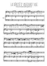 Téléchargez l'arrangement de la partition de Traditionnel-La-verite-d-aujourd-hui en PDF pour Chant et piano