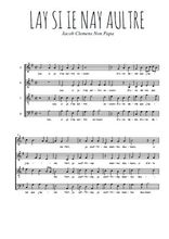 Téléchargez l'arrangement de la partition de Clemens-Non-Papa-Las-si-ie-nay-aultre en PDF à quatre voix