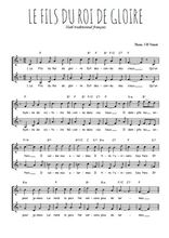 Téléchargez l'arrangement de la partition de chant-de-noel-le-fils-du-roi-de-gloire en PDF à deux voix