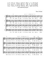 Téléchargez l'arrangement de la partition de chant-de-noel-le-fils-du-roi-de-gloire en PDF à quatre voix