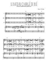 Téléchargez l'arrangement de la partition de Le bateau chargé de blé en PDF pour trois voix d'hommes et piano