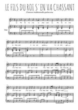 Téléchargez l'arrangement de la partition de Traditionnel-Le-fils-du-roi-s-en-va-chassant en PDF pour Chant et piano