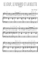 Téléchargez la partition de Le loup, le renard et la belette en PDF pour Chant et piano