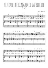 Téléchargez l'arrangement de la partition de Traditionnel-Le-loup-le-renard-et-la-belette en PDF pour Chant et piano