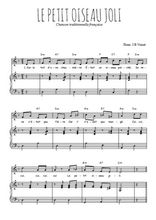 Téléchargez l'arrangement de la partition de Traditionnel-Le-petit-oiseau-joli en PDF pour Chant et piano