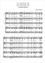Téléchargez l'arrangement de la partition de Le vieux Jo en PDF pour 4 voix mixtes et piano