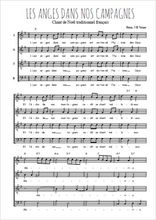 Téléchargez l'arrangement de la partition de Les anges dans nos campagnes en PDF à quatre voix SATB