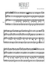Téléchargez l'arrangement de la partition de Menuet en PDF pour deux voix égales et piano