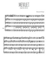 Téléchargez l'arrangement de la partition de Menuet en PDF pour trois voix mixtes et piano