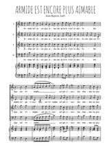 Téléchargez l'arrangement de la partition de Armide est encor plus aimable en PDF pour 4 voix mixtes et piano
