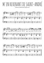 Téléchargez l'arrangement de la partition de Traditionnel-M-en-revenant-de-Saint-Andre en PDF pour Chant et piano