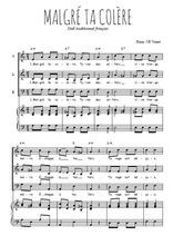 Téléchargez l'arrangement de la partition de Malgré ta colère en PDF pour trois voix mixtes et piano