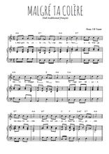 Téléchargez la partition de Malgré ta colère en PDF pour Chant et piano