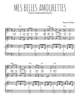 Téléchargez la partition de Mes belles amourettes en PDF pour 2 voix égales et piano