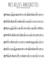 Téléchargez l'arrangement de la partition pour sax en Mib de la musique Mes belles amourettes en PDF